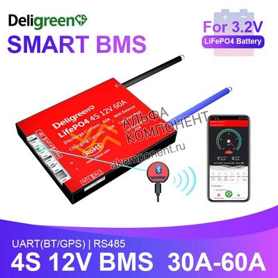 Фото Deligreen, LiFePO4, Smart, BMS, 4S, 30A, 40A, 60A (Умная BMS)